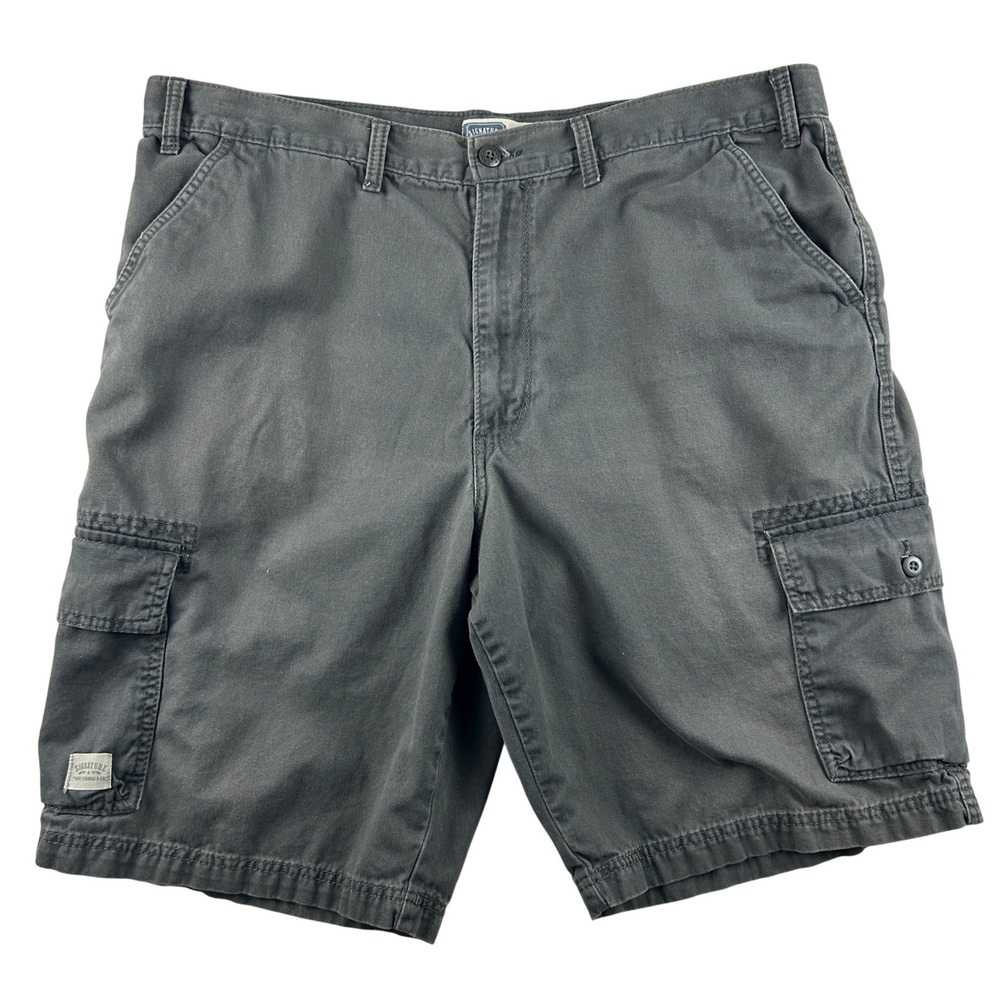 Levi Strauss Signature Cargo Shorts Mens 42 Gray Cotton Utility